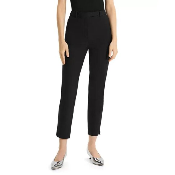 Theory Pants Black Slim Fit Cropped Business casual Preppy Size 4 - Picture 1 of 9